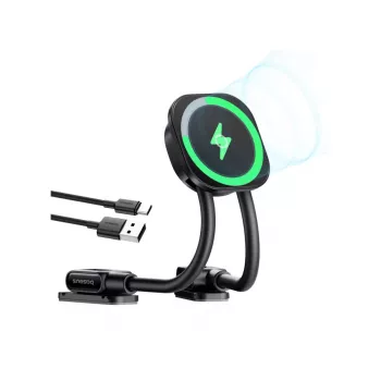 Baseus PrimeTrip C03sPro auto paneļa turētājs ar indukcijas lādētāju, līmlente, melns