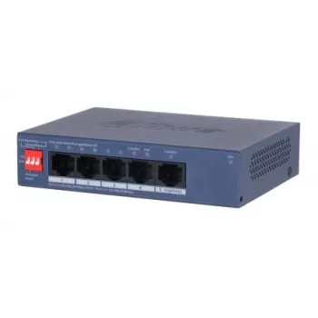 DAHUA CS4005-4GT-36 Pārvaldāms L2 Gigabitu Ethernet slēdzis ar 4 portu PoE+ 36W, galda/sienas montāžai