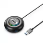 ORICO YXR4 RGB 4-Port USB-A 3.0 Hub ar SD un MicroSD karšu lasītāju, 1,8m kabelis, melns