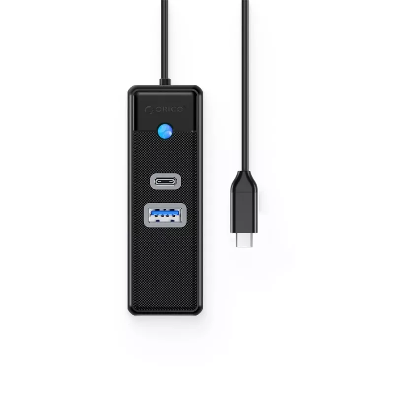 ORICO PW3UR25-C3 USB-C Hub 3 porti ar 2.5G Ethernet, 1x USB-A 3.0, 1x USB-C 3.0, 1,8m kabelis, melns