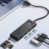 ORICO PAPW3AT-U3 4-Port USB 3.0 Hub ar SD/MicroSD karšu lasītāju, 1,8m kabelis, melns