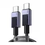 UGREEN L513 USB-C uz USB-C kabelis 240W PD3.1 480Mbps Neilona pīts alumīnija korpuss ar integrētu kabeļa saiti 1m Pelēks (45067)