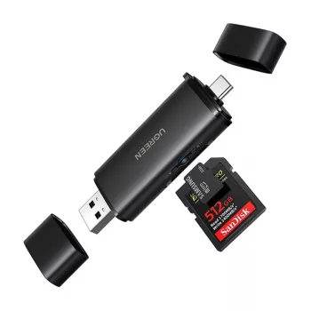UGREEN 2-in-1 USB-C / USB-A SD 4.0 UHS-II Card Reader Black