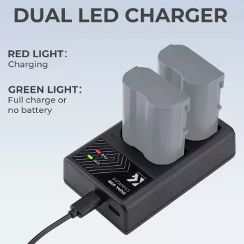 K&F Concept Dual USB Lādētājs Nikon EN-EL15 D7000 D7500 D850 D750