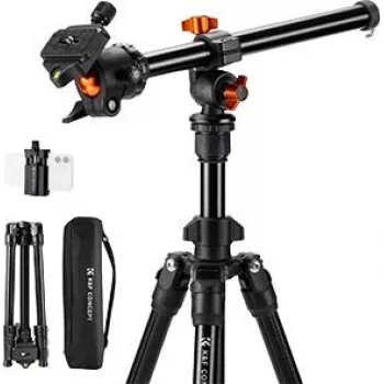 K&F Concept KF09.101V6 Camera Tripod with Boom Arm Black