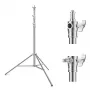 K&F Concept KF34.044 280cm alumīnija sakausējuma gaismas statīvs ar 1/4 inch-20 un 3/8 inch-16 reversīvu spraudni, 5kg kravnesība, 3 sekcijas, flip slēdzenes, atsperu amortizācija, melns