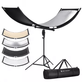 K&F Concept U-Shape 4-in-1 Curved Reflector 180x60cm ar gaismas statīvu un pārnēsāšanas somu