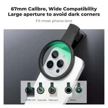 KF Black Diffusion 1/4 Filtra 67mm ar Klipša Adapteri Viedtālrunim