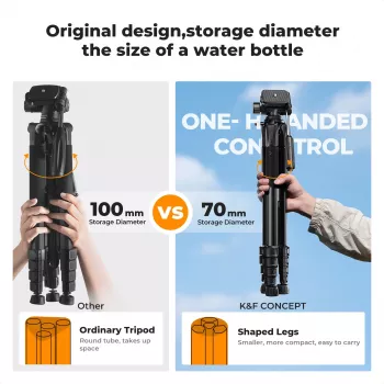 K&F Concept Compact Camera Tripod for DSLR and Phone Black