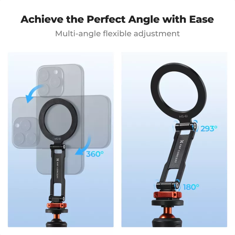 KF Magnetic MagSafe Phone Mount ar 1/4 collu vītni un Cold Shoe - Melns (KF31.196)