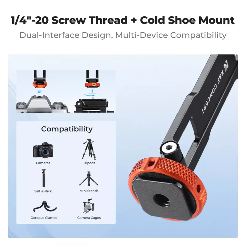 KF Magnetic MagSafe Phone Mount ar 1/4 collu vītni un Cold Shoe - Melns (KF31.196)