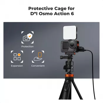 KF rāmja stiprinājuma kameras būris DJI Osmo Action 6, metāls, melns, KF12.0026