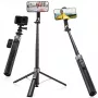 K&F Concept X97-C Selfie Stick Tripod 180 cm ar MagSafe magnētisko stiprinājumu un Bluetooth tālvadības pulti (Melns)