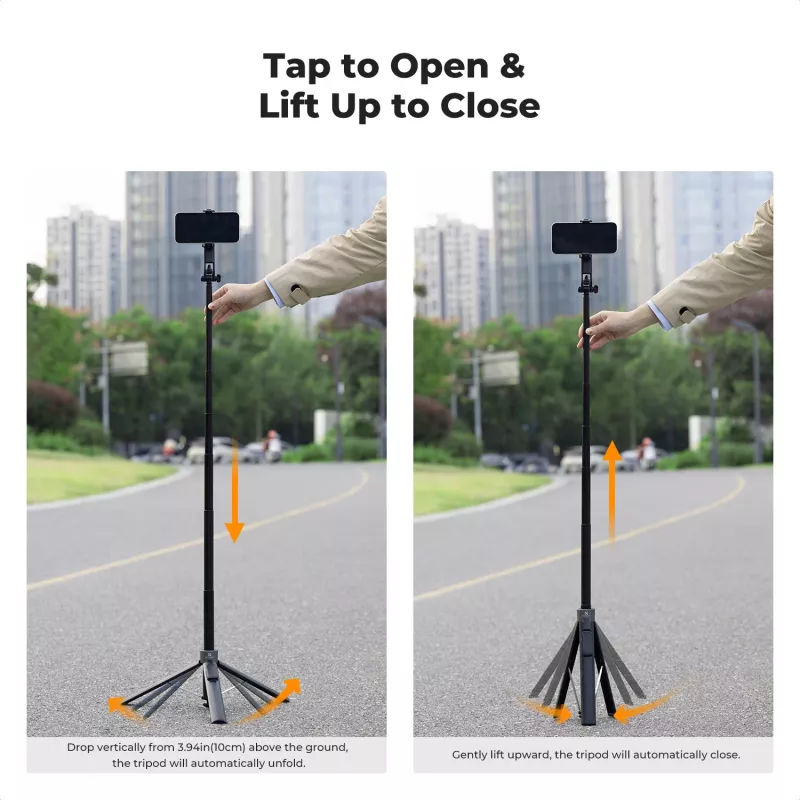 K&F Concept X97-C Selfie Stick Tripod 180 cm ar MagSafe magnētisko stiprinājumu un Bluetooth tālvadības pulti (Melns)