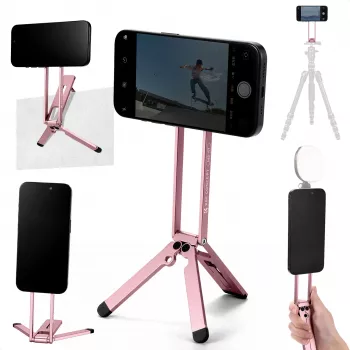 KF 3-in-1 Magnetic Phone Holder Tripod Hand Grip Desktop Stand for iPhone MagSafe Pink