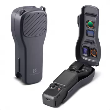 KF cietais PC aizsargmaciņš DJI Osmo Pocket 3/4 ar siksniņu - Melns