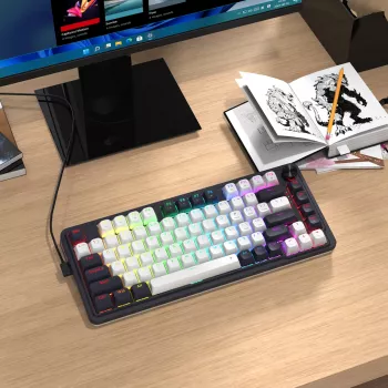 Redragon Ucal Magnetic K673WB-RGB-M 75% Tri-Mode Mehāniskā Spēļu Tastatūra, Balta/Melna