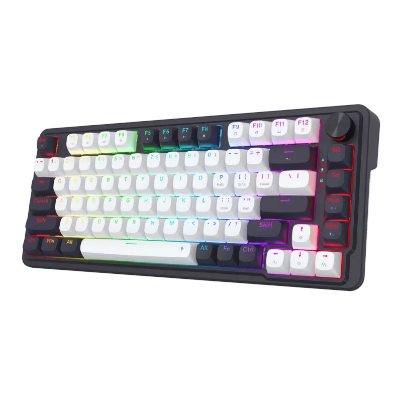 Redragon Ucal Magnetic K673WB-RGB-M 75% Tri-Mode Mehāniskā Spēļu Tastatūra, Balta/Melna