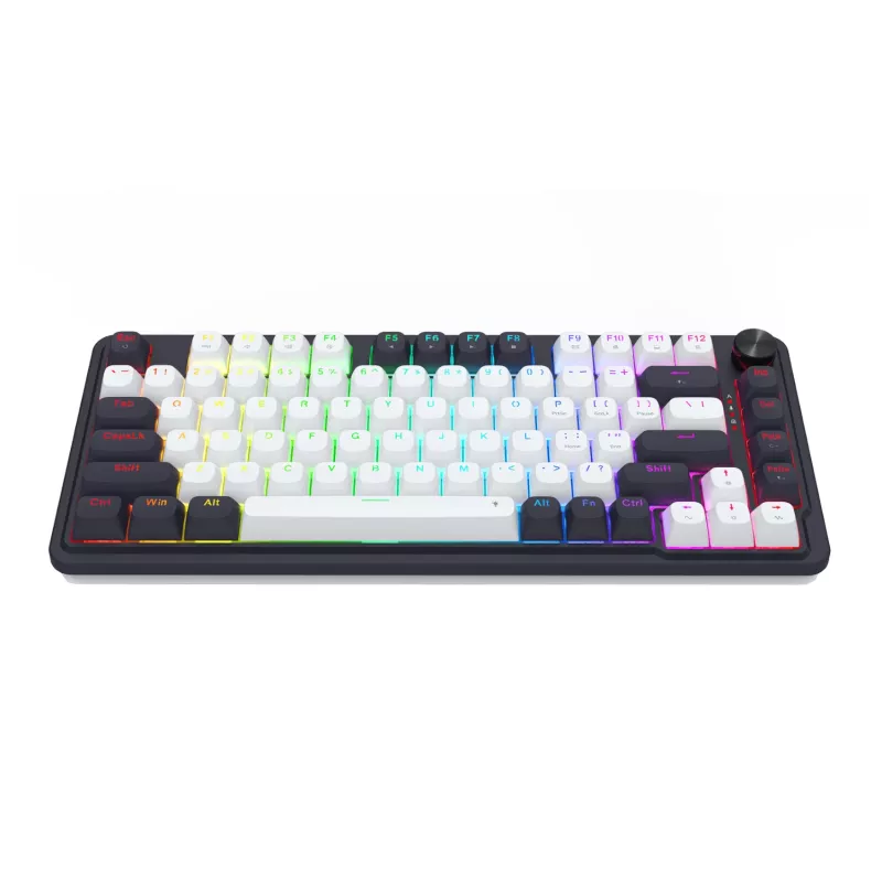 Redragon Ucal Magnetic K673WB-RGB-M 75% Tri-Mode Mehāniskā Spēļu Tastatūra, Balta/Melna