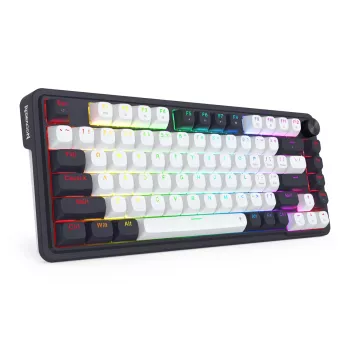 Redragon Ucal Magnetic K673WB-RGB-M 75% Tri-Mode Mehāniskā Spēļu Tastatūra, Balta/Melna
