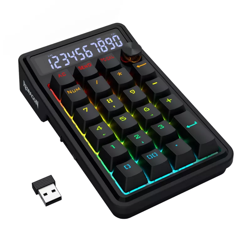 Redragon Cove K733-RGB-WL 60% Tri-Mode Mechanical Keyboard, Hot-Swappable, RGB, Black
