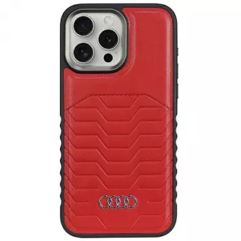 Audi Synthetic Leather MagSafe Hard Case for Apple iPhone 15 Pro 6.1 inch Red