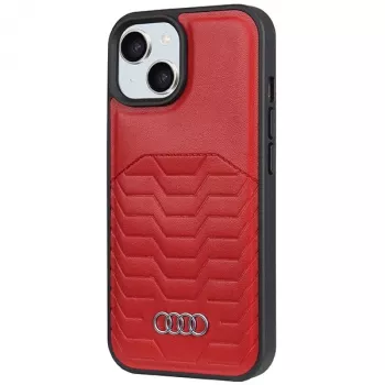 Audi Sintētiskās ādas MagSafe cietais maciņš iPhone 15 Plus / 14 Plus 6.7 inch - Sarkans