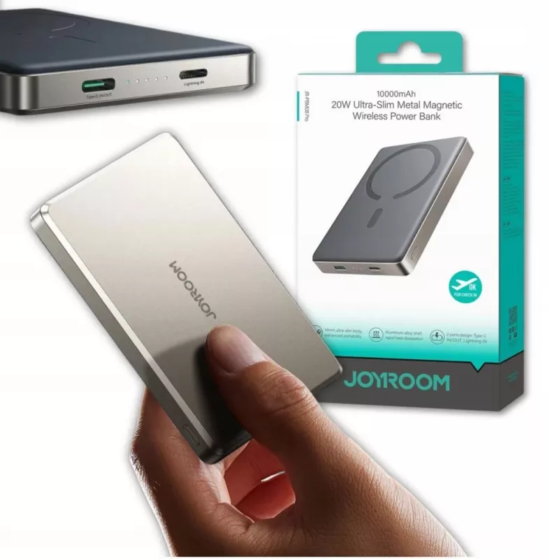 Powerbank Joyroom JR-PBM08 Pro 22.5W 10000mAh ar bezvadu uzlādi 2x USB-C - Titāns
