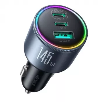 Joyroom JR-CCN07 145W 2xUSB-C USB-A + USB-C 100W kabelis - tumši pelēks