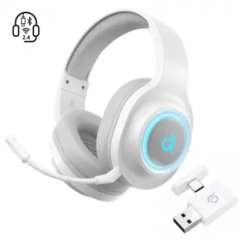 QCY Heroad V200 Tri-Mode Gaming Headset ar virtuālo 7.1 skaņu, 240h akumulatoru, noņemamu mikrofonu - Balts