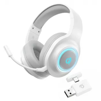 QCY Heroad V200 Tri-Mode Gaming Headset ar virtuālo 7.1 skaņu, 240h akumulatoru, noņemamu mikrofonu - Balts