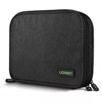 UGREEN Electronic Organizer Case for Hard Drive HDD SSD Phone Cables Accessories 24.5 x 17.5 x 5 cm Gray (50147 LP149)