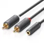 UGREEN AV102 Audio kabelis 2x RCA (Cinch) uz 3,5 mm ligzdu 0,25 m Melns
