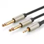 UGREEN TRS 3.5mm uz 2x TS 6.35mm Audio Sadalītāja Kabelis - 1m Pelēks