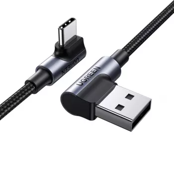 UGREEN USB-C to USB-A 2.0 Angled Cable US176, 3A, 3m Black