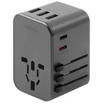 ENERGEA Travelworld 35.5W 3A2C USB lādētājs ar ASV/ES/APV/AU kontaktdakšām, Gunmetal