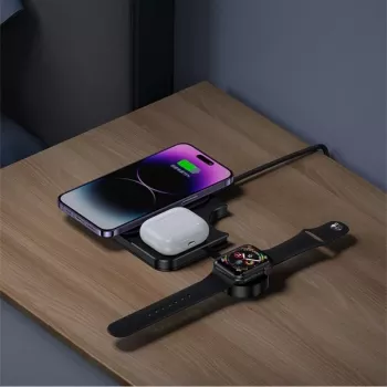 USAMS 3-in-1 Wireless Charging Stand 15W Black CD190WXC01 (US-CD190)