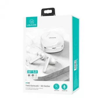 USAMS SDseries BHUSD01 True Wireless Stereo Bluetooth 5.0 Earbuds, White