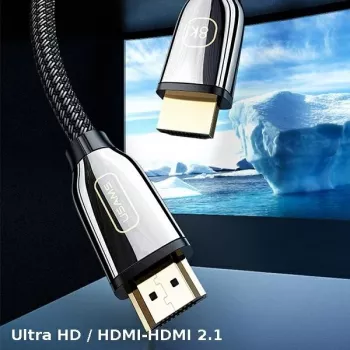 USAMS HDMI 2.1 kabelis 3m Ultra HD 8K 48Gbps Melns SJ498HD01