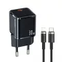 USAMS T45 30W PD3.0 USB-C Fast Charger ar U63 USB-C uz Lightning kabeli, Melns, UXTZH01