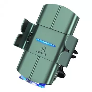 USAMS US-CD133 10W Automātisks Qi Bezvadu Auto Lādētājs Ventilācijas Atveres Stiprinājums Zaļš