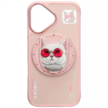 Nimmy Glasses Cool Cat MagSafe Case for iPhone 16, Pink
