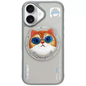 Nimmy Glasses Cool Cat MagSafe maciņš iPhone 16, pelēks