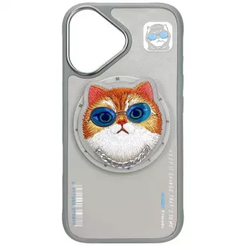 Nimmy Glasses Cool Cat MagSafe maciņš iPhone 16, pelēks