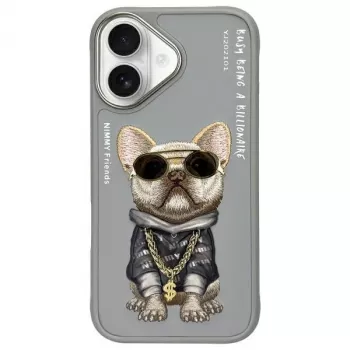 Nimmy aizsargmaciņš Apple iPhone 16 6.1 inch pelēks Glasses Cool Dog