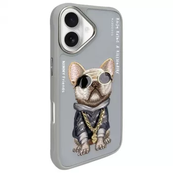 Nimmy aizsargmaciņš Apple iPhone 16 6.1 inch pelēks Glasses Cool Dog