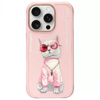 Nimmy Glasses Cool Cat aizmugures vāciņš Apple iPhone 16 Pro Max 6,9 inch rozā
