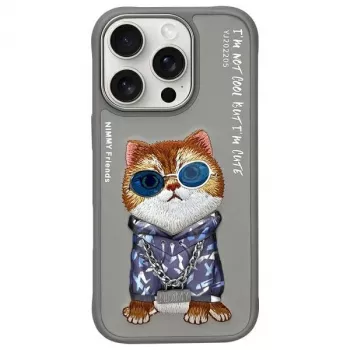 Nimmy aizsargmaciņš Apple iPhone 16 Pro Max 6.9 inch Pelēks Glāzes Cool Cat grafika