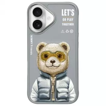 Nimmy Cool&Cute 2.0 Bear Case Apple iPhone 16 6.1 inch pelēks