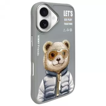 Nimmy Cool&Cute 2.0 Bear Case Apple iPhone 16 6.1 inch pelēks